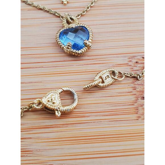 Judith Ripka JR Two Heart Double Chain Necklace Sterling Silver 925 Gold Plated - Picture 5 of 8